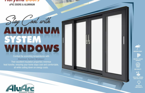 What kind of finishes are available for aluminum system doors and windows?